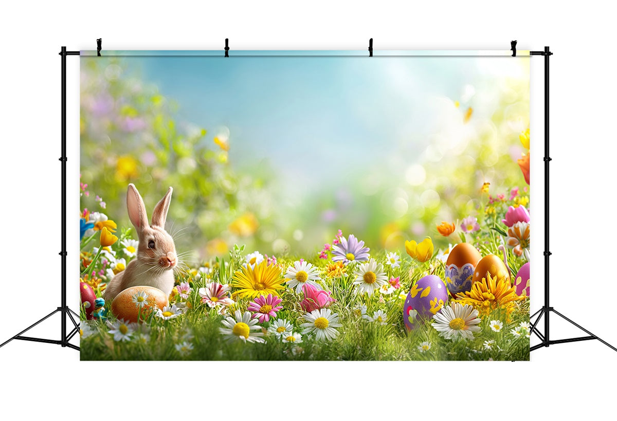 Easter Photo Backdrop Pastel Floral Meadow Bunny Backdrop UK GTY3-235