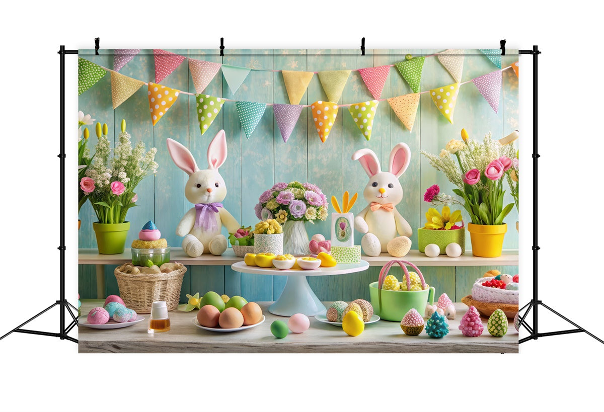 Easter Picture Ideas Floral Bunny Table Setting Backdrop UK GTY3-236