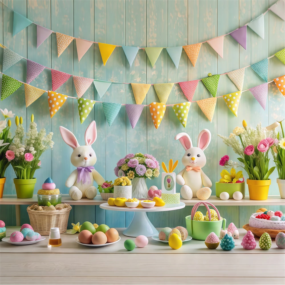 Easter Picture Ideas Floral Bunny Table Setting Backdrop UK GTY3-236