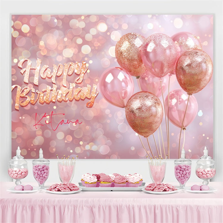 Custom Birthday Backdrop Pink Glitter Balloon Backdrop UK GTY3-253