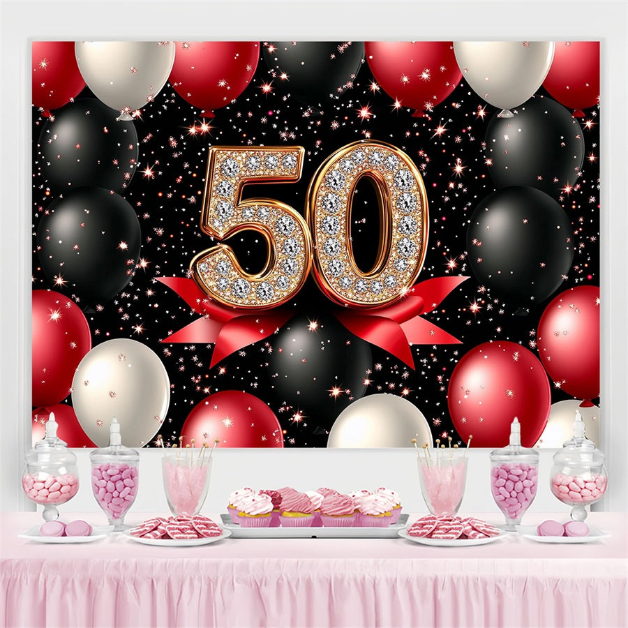 50th Birthday Photo Backdrop Diamond Balloon Customized Backdrop UK GTY3-257