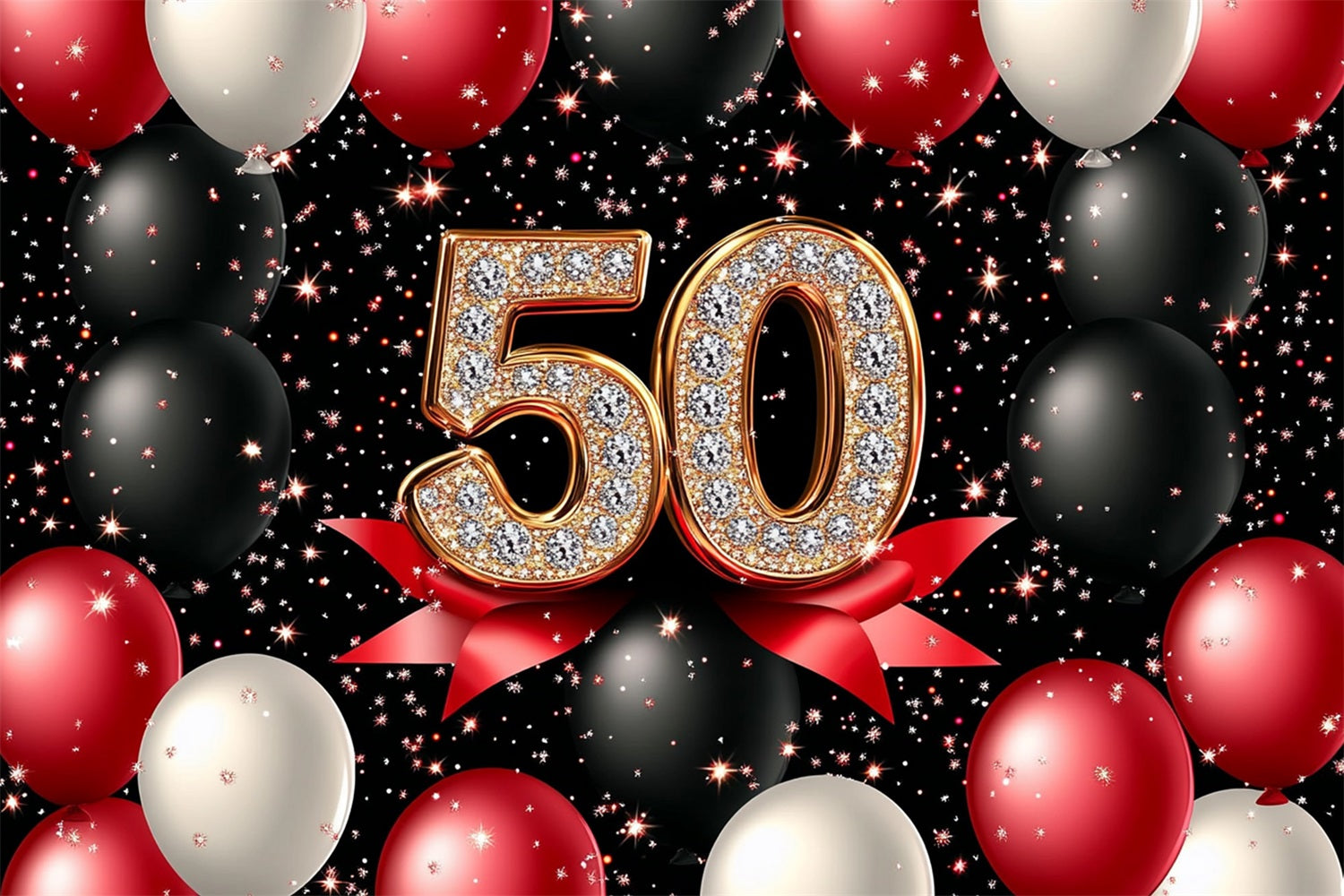 50th Birthday Photo Backdrop Diamond Balloon Customized Backdrop UK GTY3-257