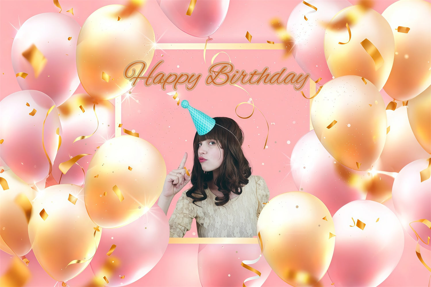 Customized Birthday Backdrop Pink Balloon Party Backdrop UK GTY3-263