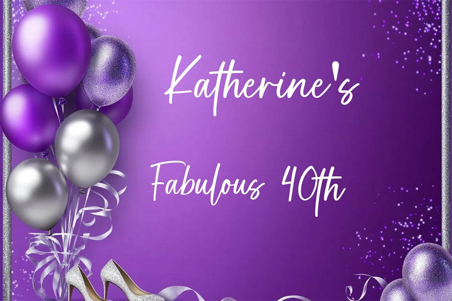 Custom Birthday Backdrops Balloons Purple Backdrop UK GTY3-268