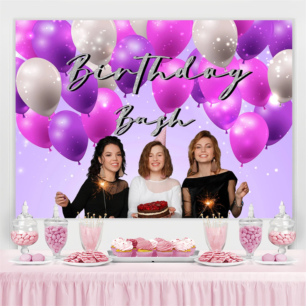 Customize Birthday Backdrop Balloon Party Bash Backdrop UK GTY3-269