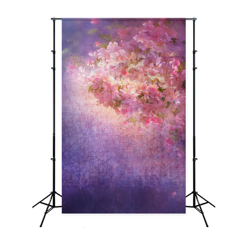 Purple Flowers Backdrop Blush Pink Floral Glow Backdrop UK GTY3-27