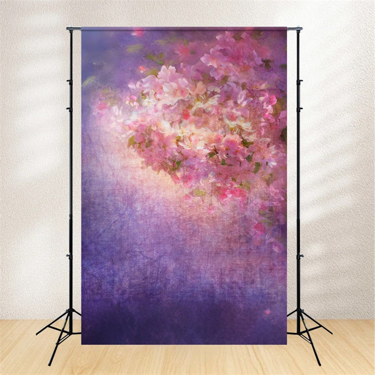 Purple Flowers Backdrop Blush Pink Floral Glow Backdrop UK GTY3-27