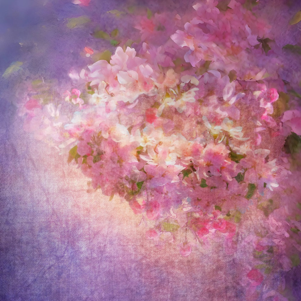 Purple Flowers Backdrop Blush Pink Floral Glow Backdrop UK GTY3-27