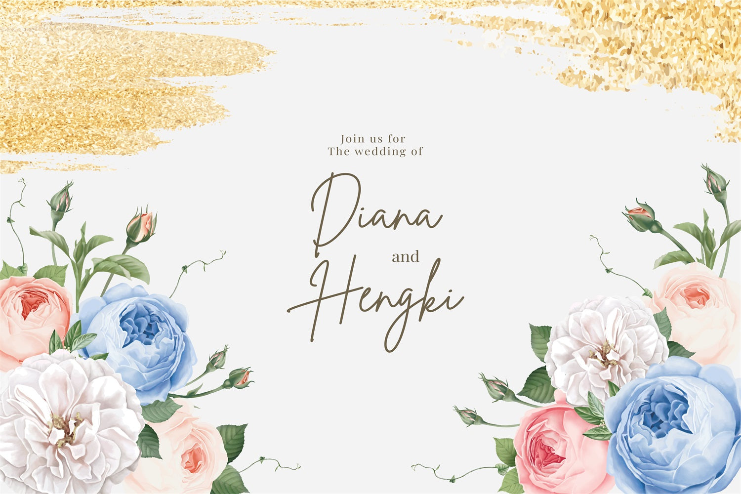 Wedding Backdrop Gold Sparkle Floral Customized Backdrop UK GTY3-273