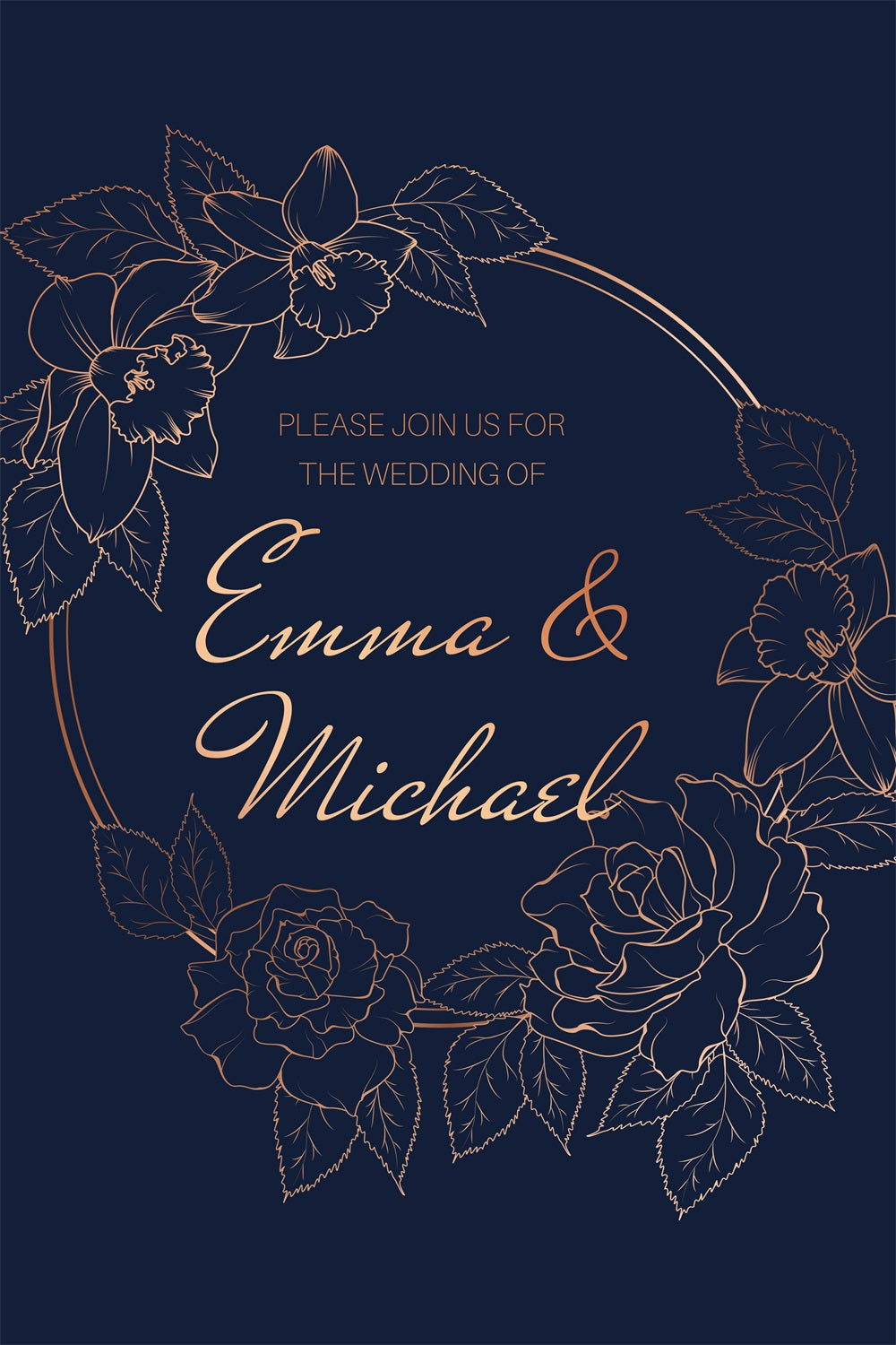 Wedding Backdrops Dark Blue Floral Personalised Backdrop UK GTY3-274