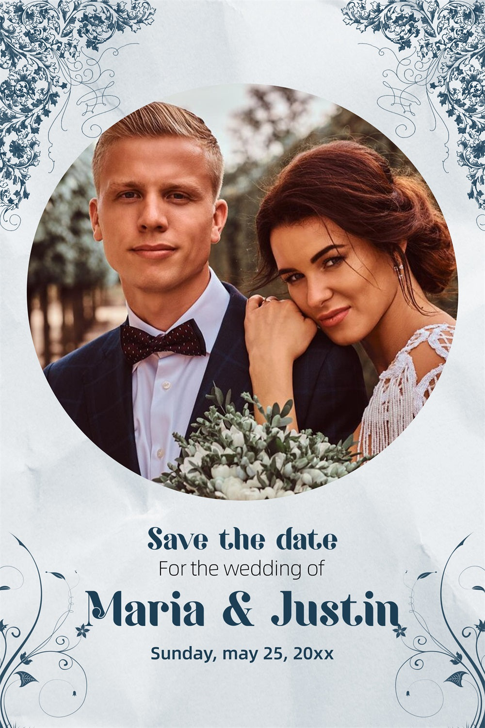 Wedding Photo Backdrop Elegant Blue Floral Personalized Backdrop UK GTY3-276