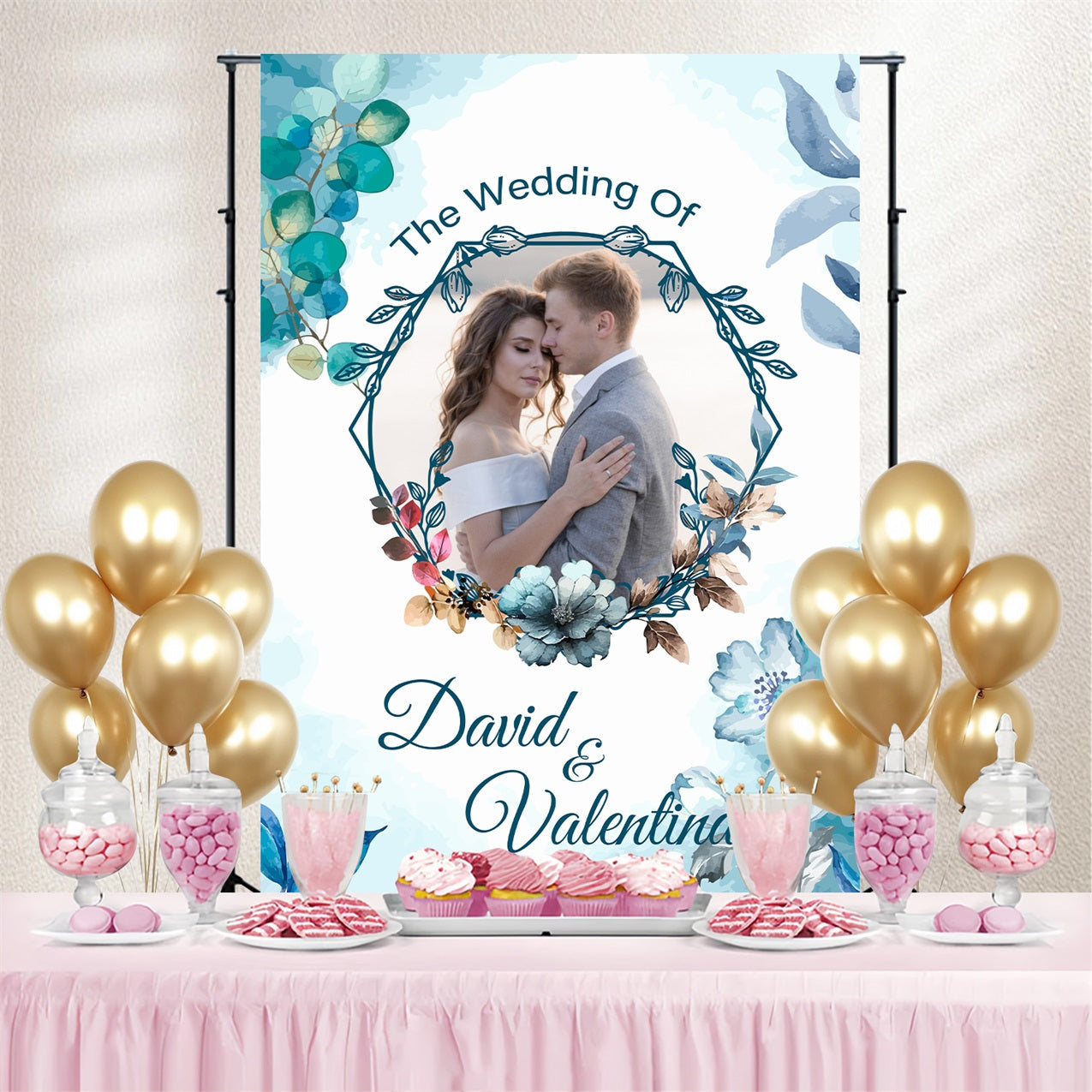 Wedding Photo Backdrops Watercolor Flower Customized Backdrop UK GTY3-277