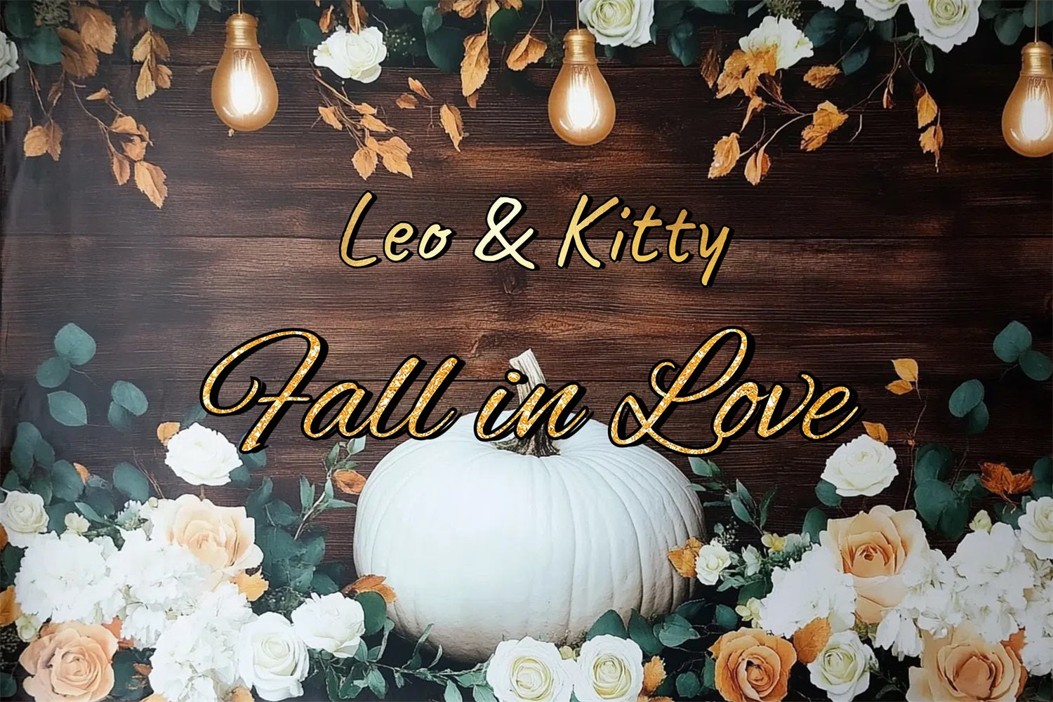 Fall Wedding Backdrop Pumpkin Floral Personalized Backdrop UK GTY3-280
