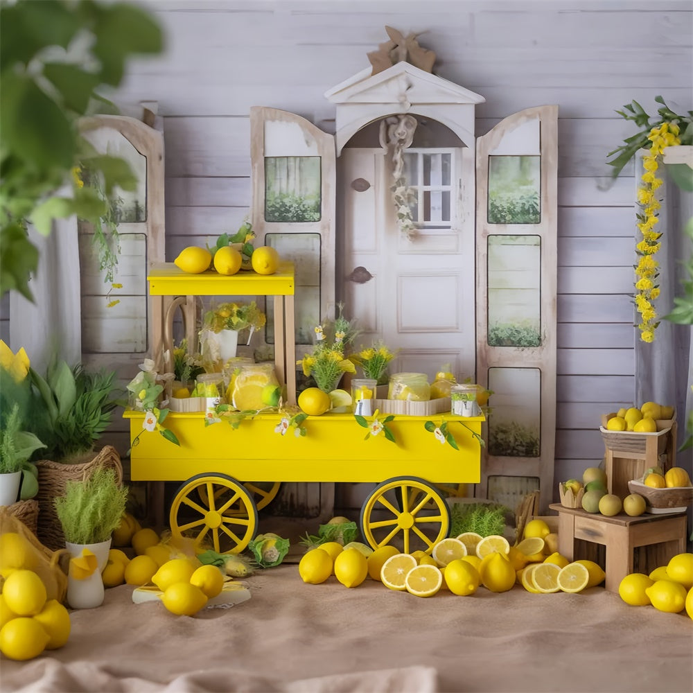 Lemon Backdrop Yellow Lemon Cart Country Summer Backdrop UK GTY3-285