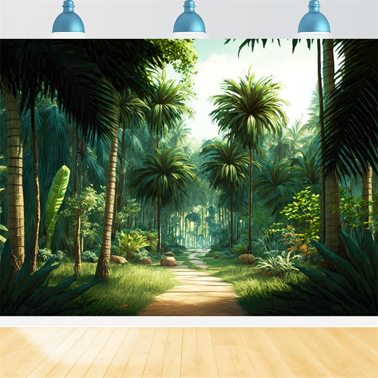 Tropical Photo Backdrop Tropical Jungle Trail Summer Backdrop UK GTY3-289