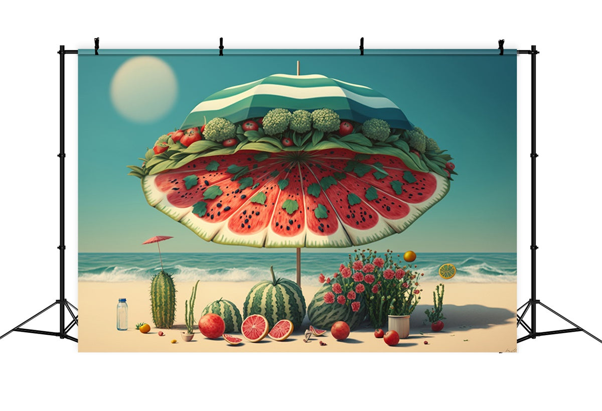 Summer Backdrops Watermelon Umbrella Fruit Beach Summer Backdrop UK GTY3-290