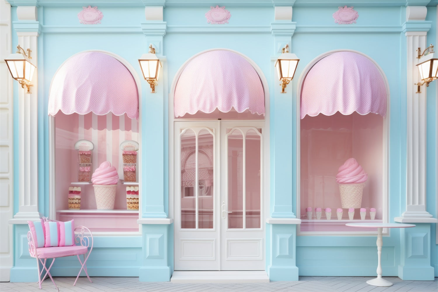 Summer Backdrops Pastel Dessert Store Summer Backdrop UK GTY3-296