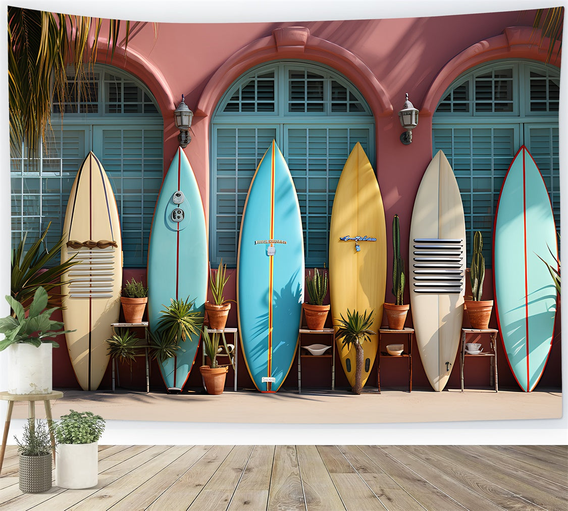 Summer Photo Backdrop Colorful Surfboards Display Backdrop UK GTY3-298