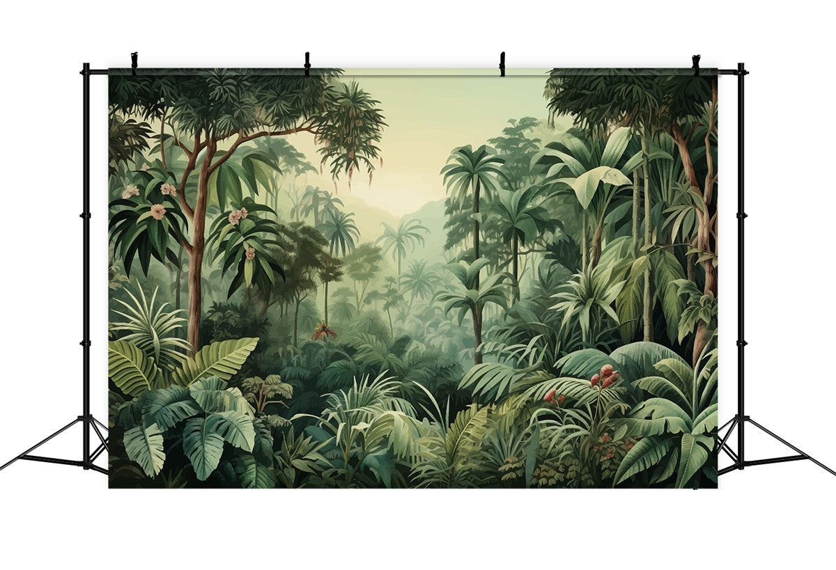 Tropical Backdrop Tropical Jungle Green Leaves Summer Backdrop UK GTY3-301