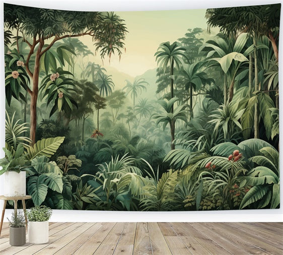 Tropical Backdrop Tropical Jungle Green Leaves Summer Backdrop UK GTY3-301