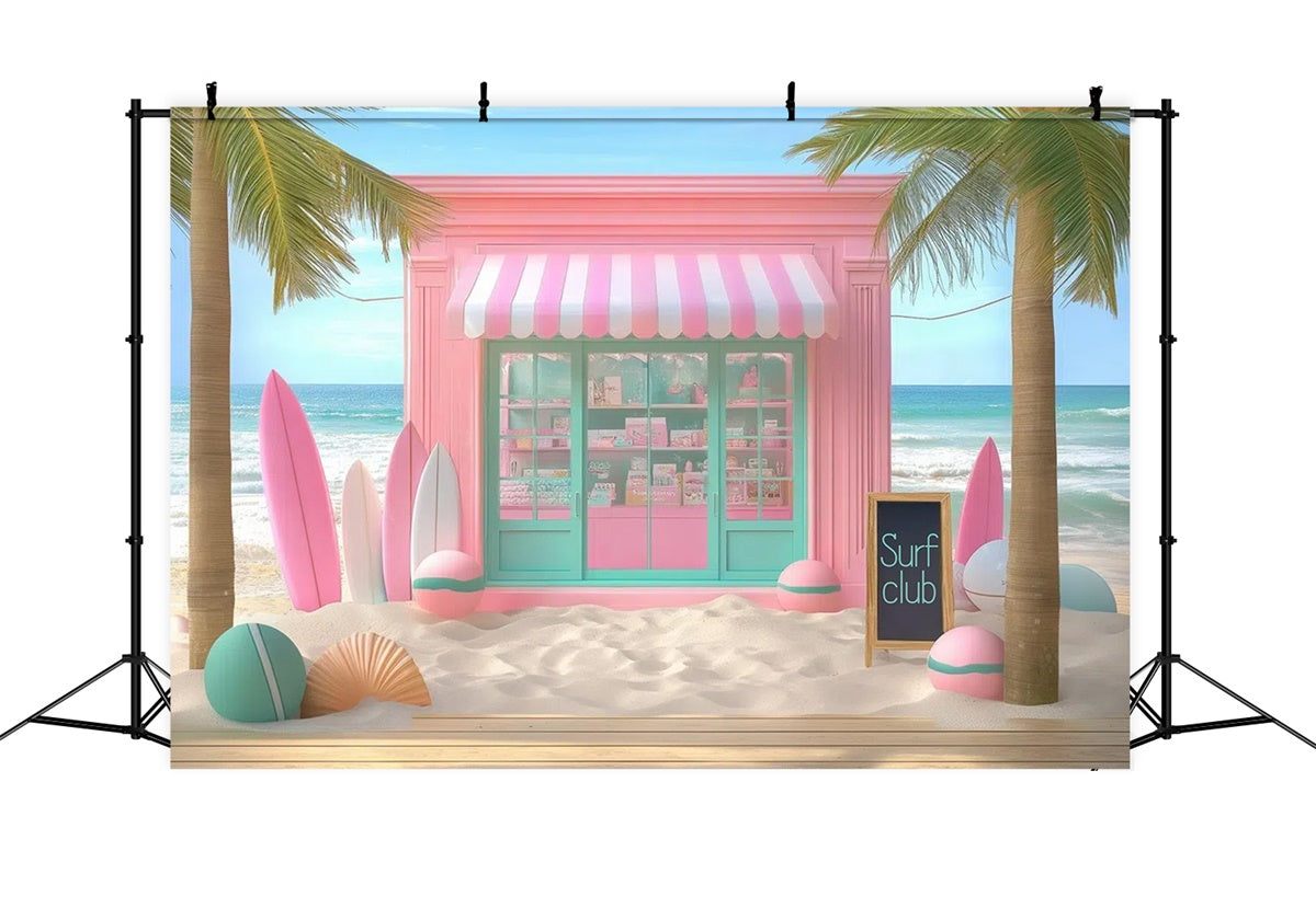 Summer Photo Backdrop Pink Surfboards Beach Shop Backdrop UK GTY3-313