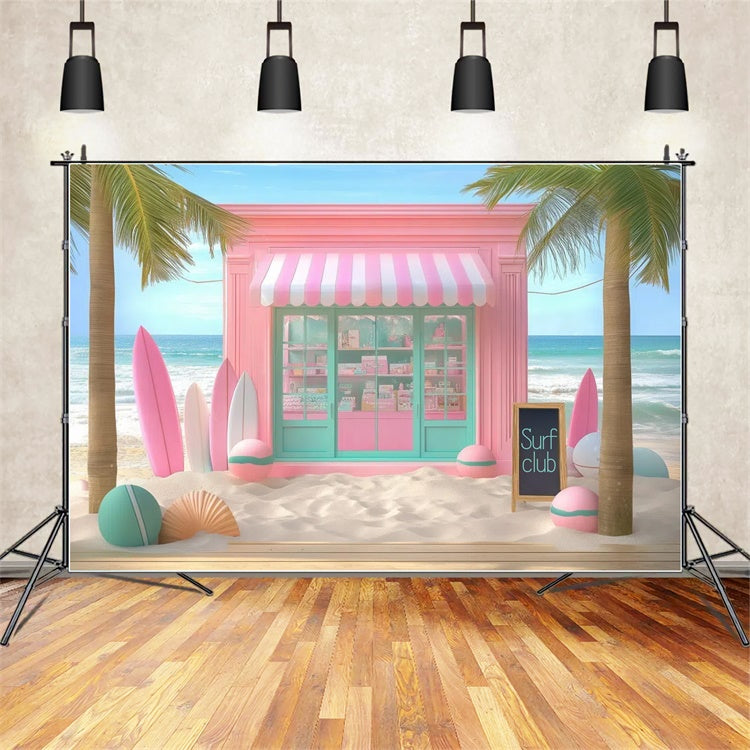 Summer Photo Backdrop Pink Surfboards Beach Shop Backdrop UK GTY3-313