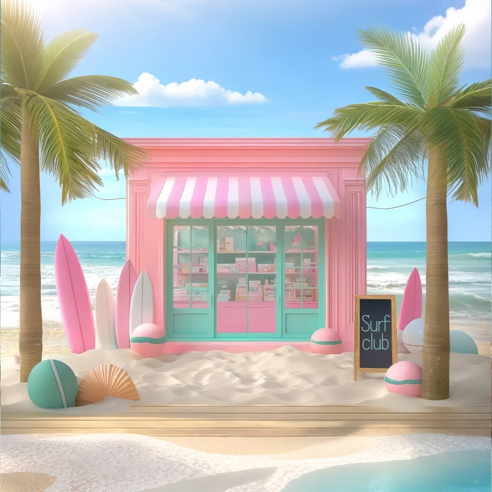 Summer Photo Backdrop Pink Surfboards Beach Shop Backdrop UK GTY3-313