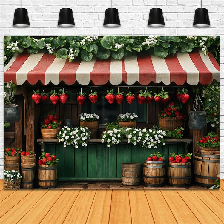 Summer Backdrops Strawberry Stand Red Canopy Backdrop UK GTY3-375