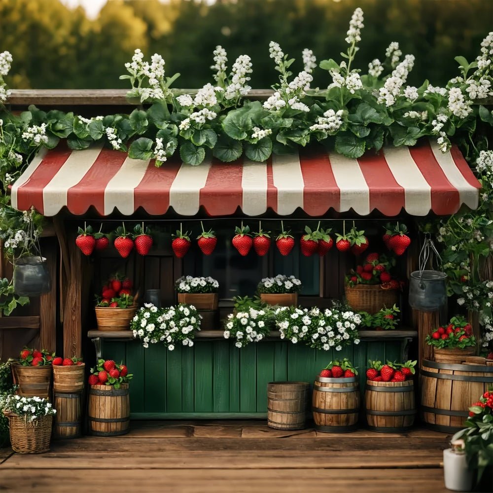 Summer Backdrops Strawberry Stand Red Canopy Backdrop UK GTY3-375