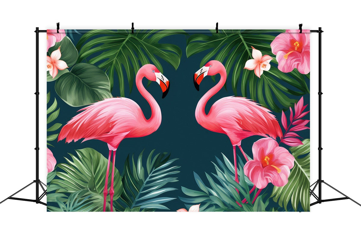 Tropical Backdrops Tropical Flamingo Jungle Leaves Summer Backdrop UK GTY3-380