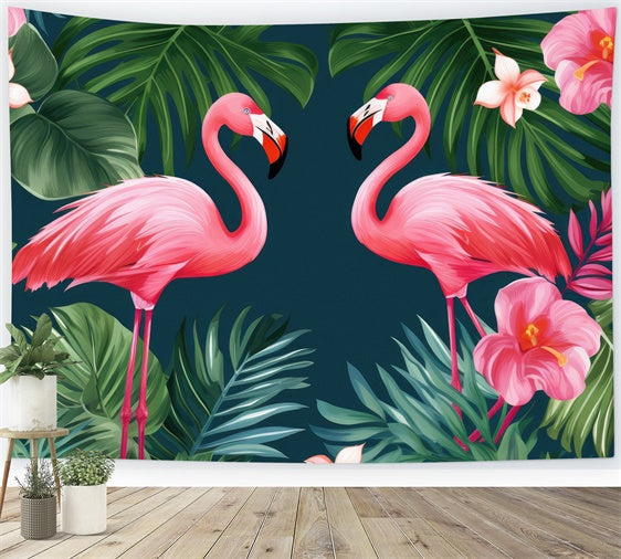 Tropical Backdrops Tropical Flamingo Jungle Leaves Summer Backdrop UK GTY3-380