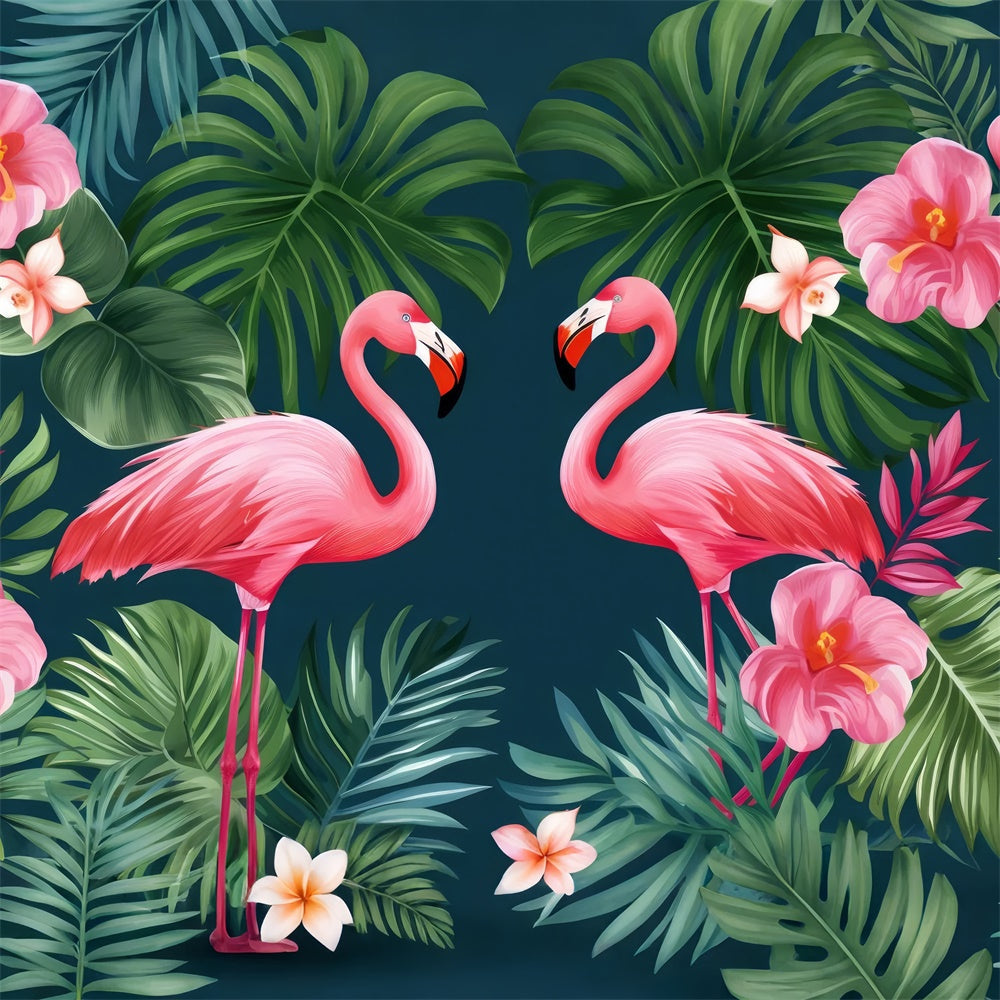 Tropical Backdrops Tropical Flamingo Jungle Leaves Summer Backdrop UK GTY3-380