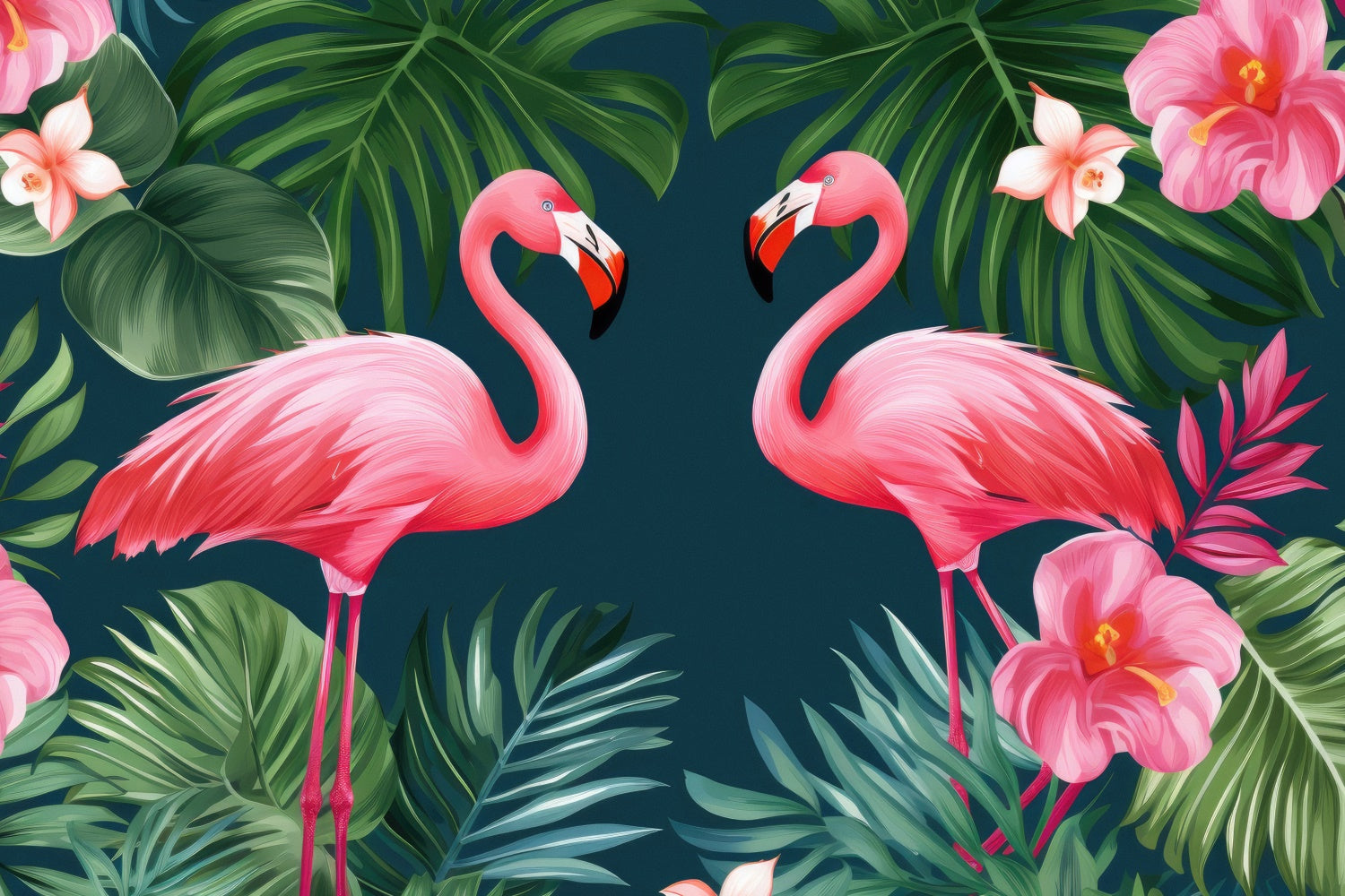 Tropical Backdrops Tropical Flamingo Jungle Leaves Summer Backdrop UK GTY3-380
