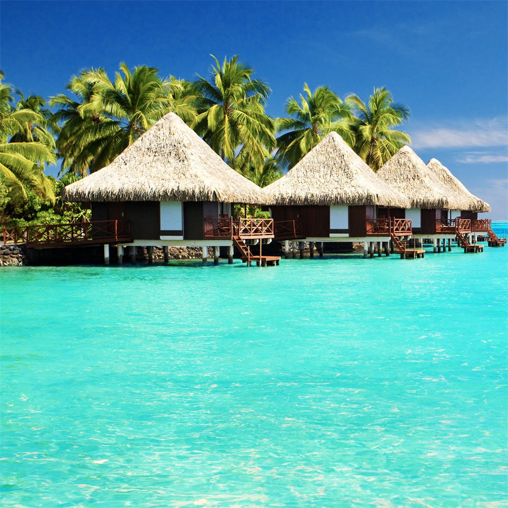 Tropical Backdrop Tropical Island Water Bungalow Summer Backdrop UK GTY3-383
