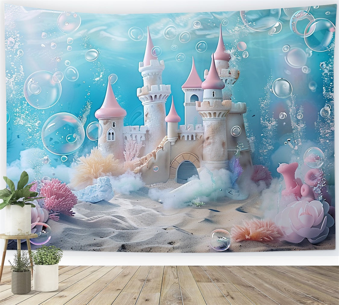 Summer Backdrop Underwater Mermaid Castle Dream Backdrop UK GTY3-387