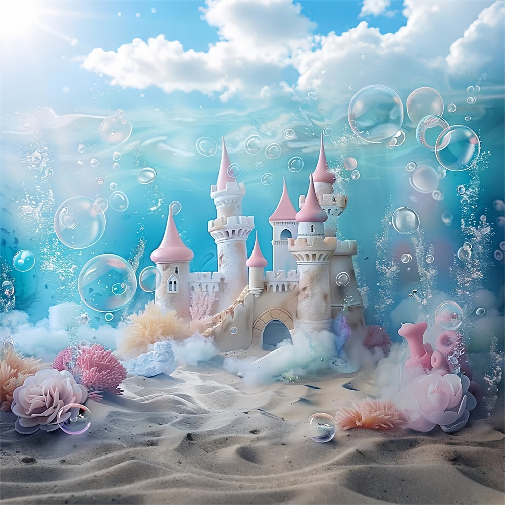 Summer Backdrop Underwater Mermaid Castle Dream Backdrop UK GTY3-387