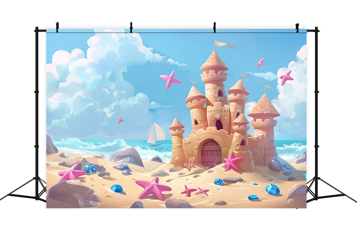 Tropical Beach Backdrop Summer Sandcastle Dream World Backdrop UK GTY3-391