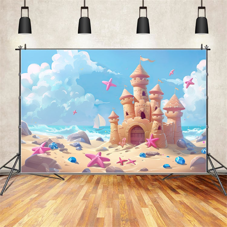 Tropical Beach Backdrop Summer Sandcastle Dream World Backdrop UK GTY3-391