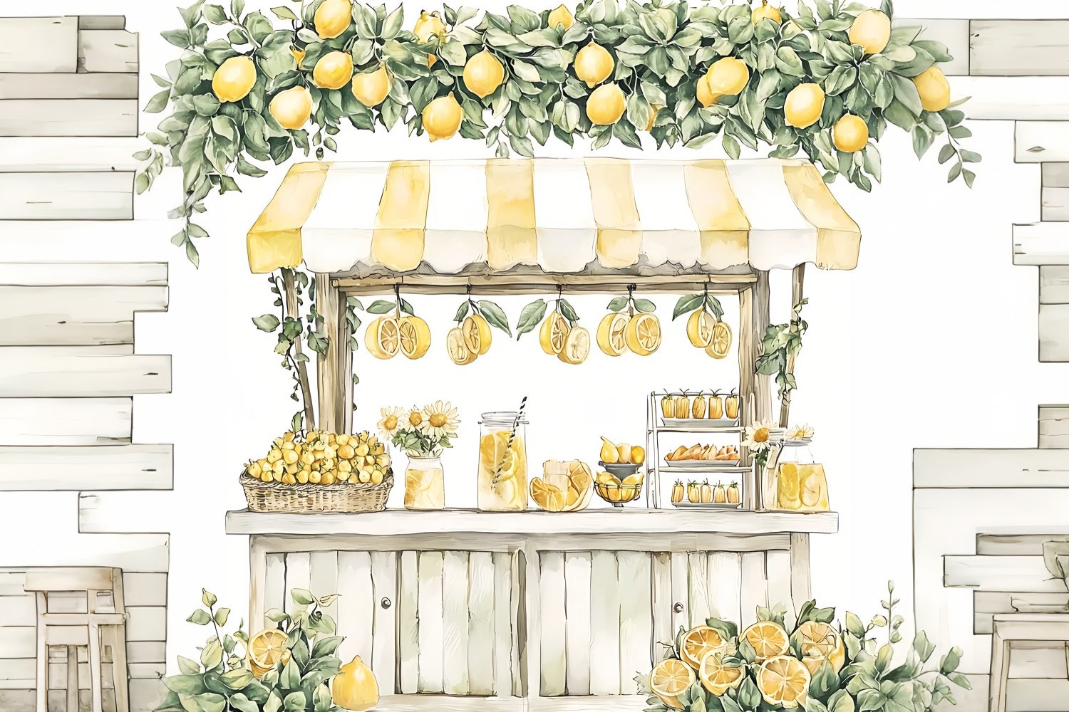 Lemon Backdrop Rustic Lemonade Stand Summer Backdrop UK GTY3-392