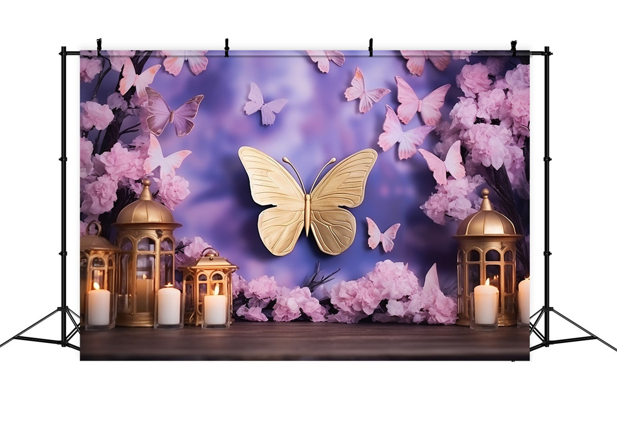Summer Backdrops Purple Butterfly Glow Fantasy Backdrop UK GTY3-397