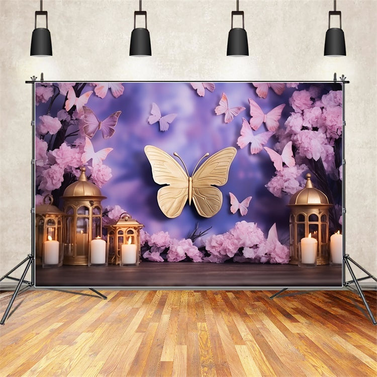 Summer Backdrops Purple Butterfly Glow Fantasy Backdrop UK GTY3-397