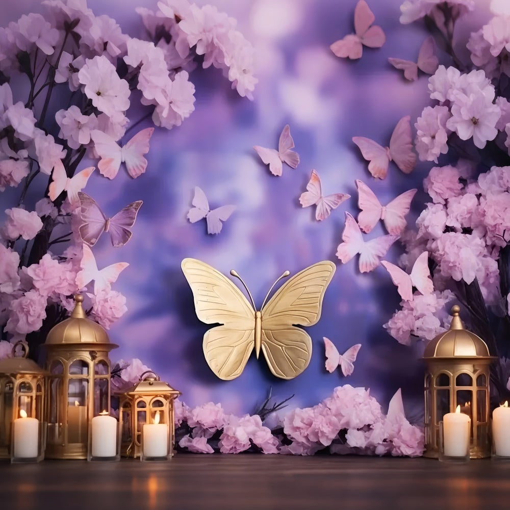 Summer Backdrops Purple Butterfly Glow Fantasy Backdrop UK GTY3-397