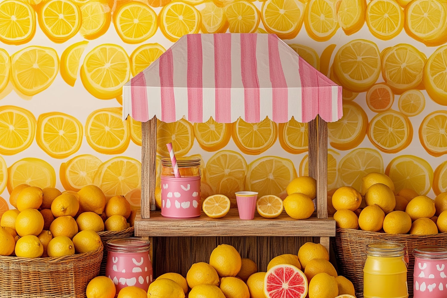 Lemon Backdrop Fresh Lemon Sweet Stand Summer Backdrop UK GTY3-400