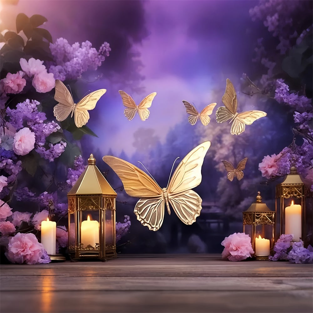 Summer Backdrop Golden Butterfly Lantern Twilight Backdrop UK GTY3-402