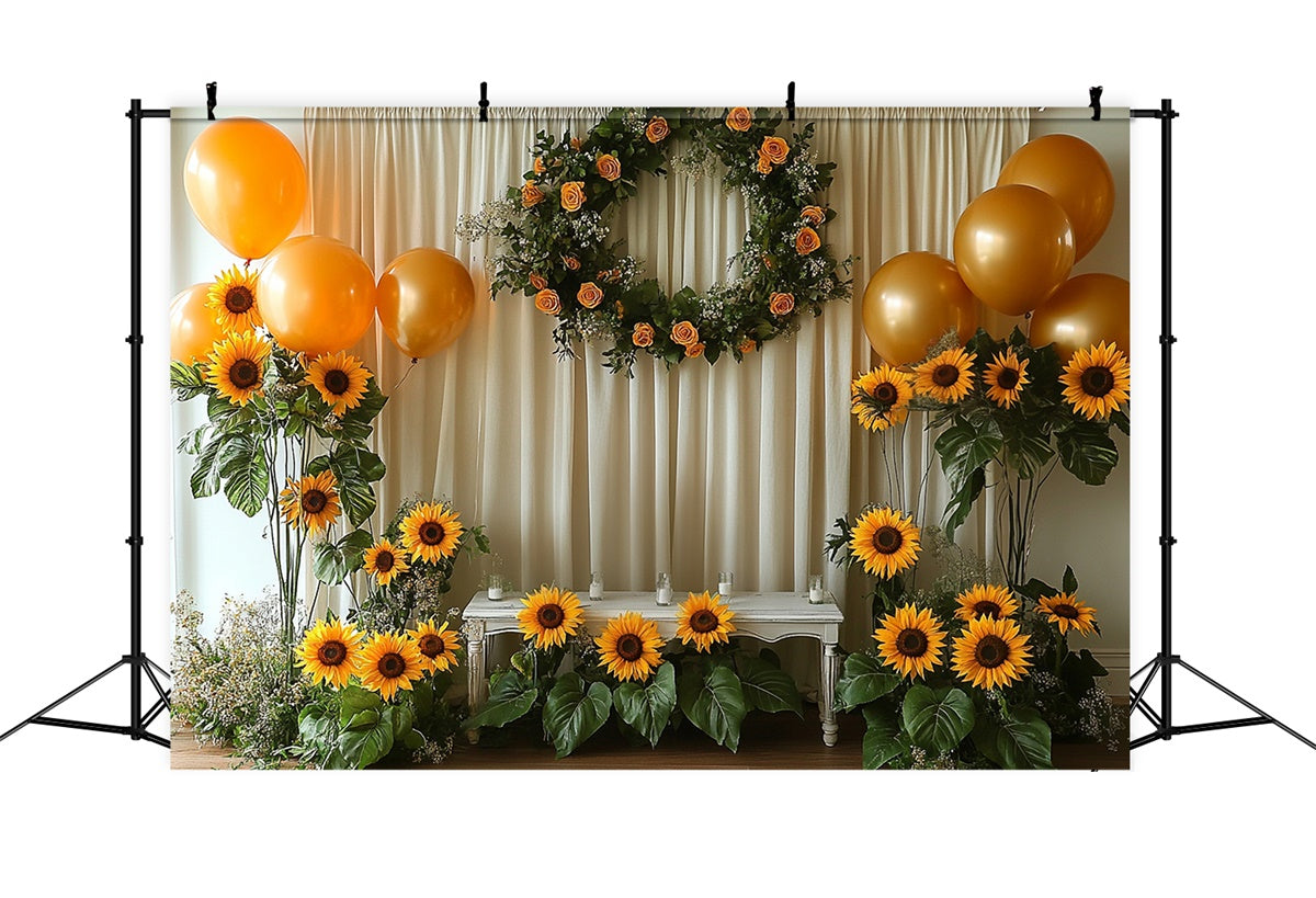 Summer Photo Backdrop Sunflower Party Balloons Backdrop UK GTY3-407