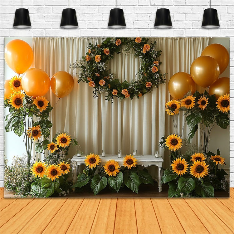 Summer Photo Backdrop Sunflower Party Balloons Backdrop UK GTY3-407
