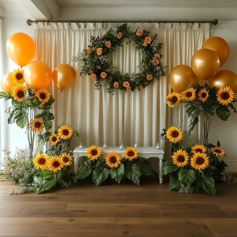 Summer Photo Backdrop Sunflower Party Balloons Backdrop UK GTY3-407