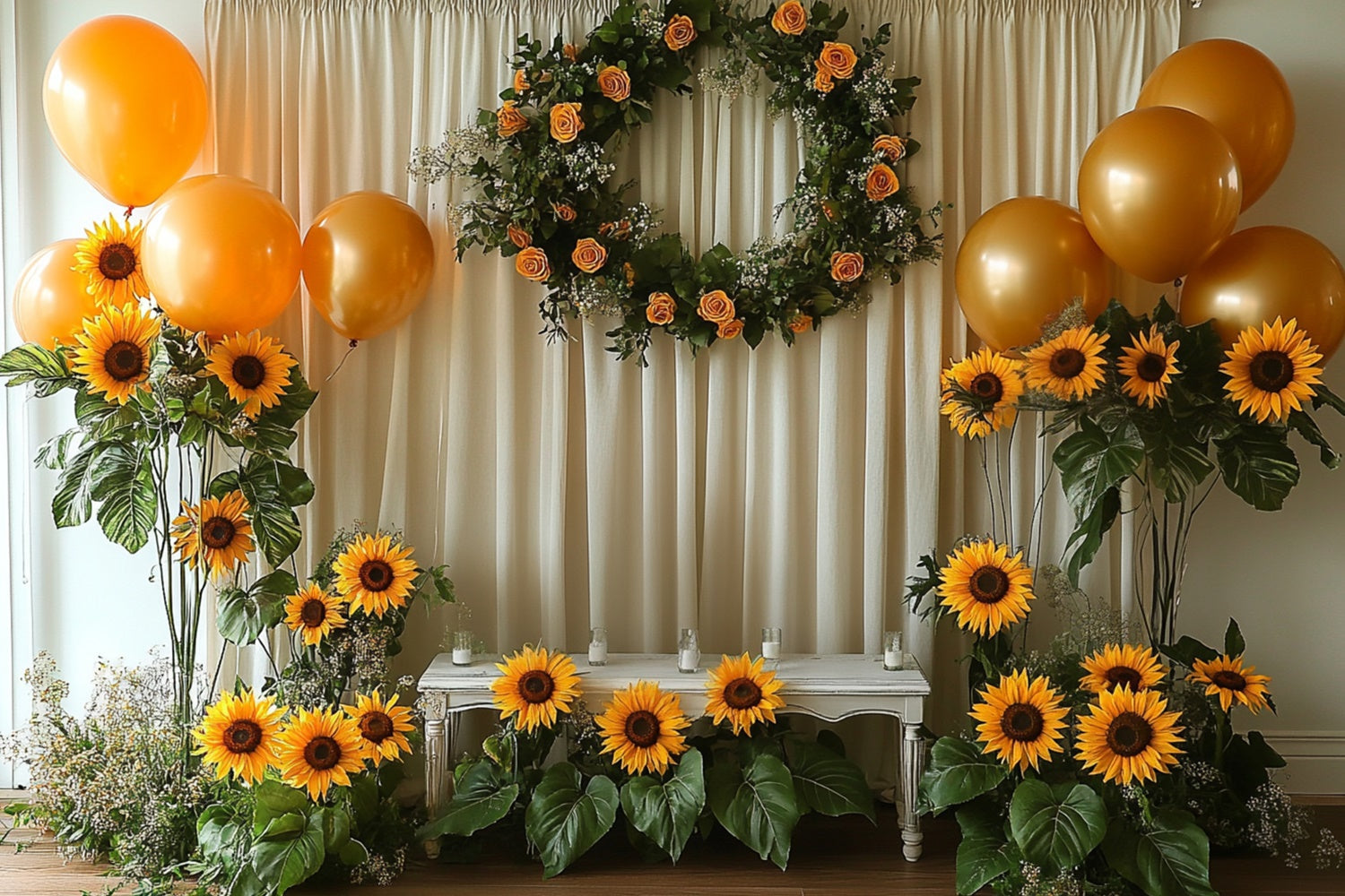 Summer Photo Backdrop Sunflower Party Balloons Backdrop UK GTY3-407