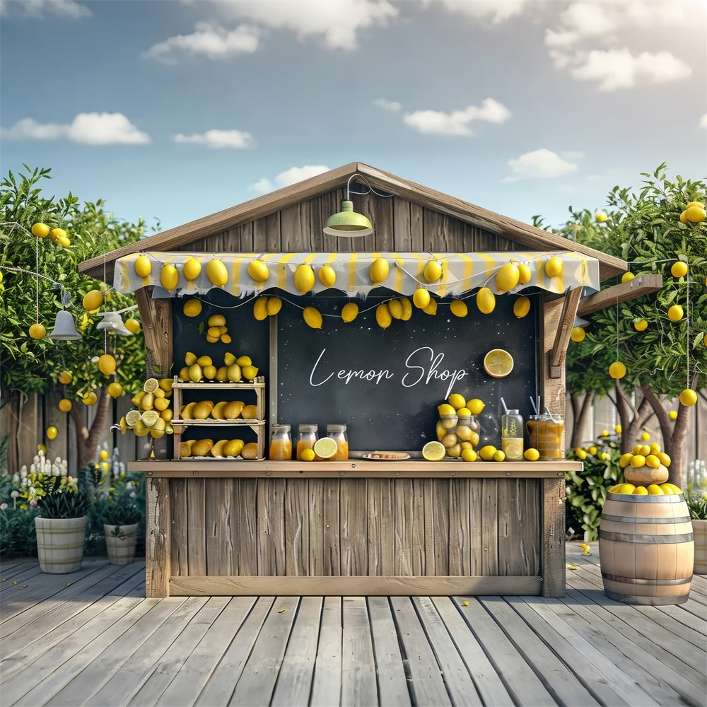 Lemon Backdrop Rustic Lemon Juice Market Summer Backdrop UK GTY3-408