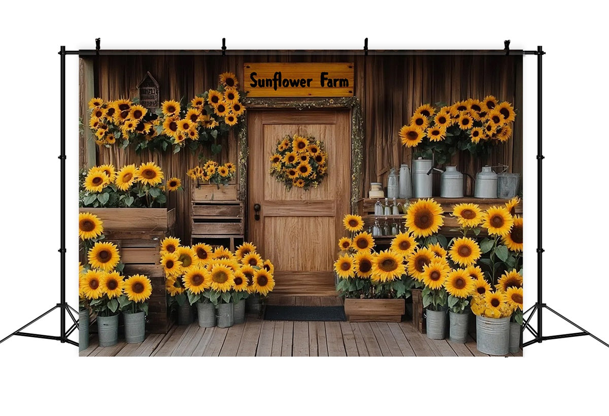 Sunflower Backdrop Cozy Rustic Sunflower House Summer Backdrop UK GTY3-409
